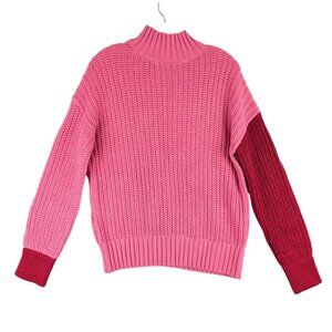 Central Park West Sweater Womens Small Pink & Red Chelsea Turtleneck NWT